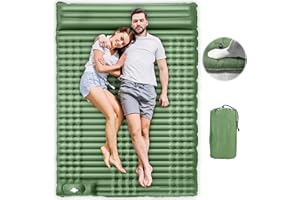 JOYIT Matelas de camping auto-gonflant pour 2 personnes, ultra léger, avec coussin, matelas isolant d'extérieur pour la randonnée, les voyages, la randonnée, la plage (vert)
