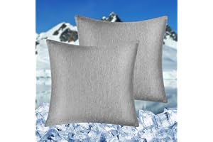 ‎HOMFINE HOMFINE kühlender Kissenbezug 2er Set - 80x80 Kuhlmatte für Mensch,Cooling Pillows,Nachtschweiß,Superweiche seitenschläferkissen Kissenhülle, Arc-Chill Kühlfaser Doppelseitiges,abkühlung Sommer, Grau