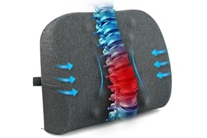 ‎AGOKUD Lendenstützkissen für Bürostuhl und Autositz, Gedächtnisschaum-Rückenkissen mit verstellbarem Riemen, vielseitig verwendbares unteres Rückenkissen, ergonomisches orthopädisches Lendenstützkissen