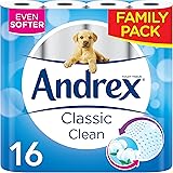 Andrex Toilet Roll - Classic Clean Toilet Paper, 16 Toilet Rolls