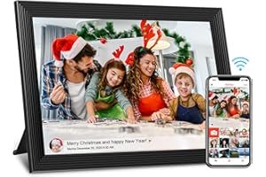 YENOCK FRAMEO Cadre photo numérique WiFi 25.4 cm, écran tactile LCD IPS 1280x800, mémoire intégrée 16 Go, montage mural, partager instantanément des moments via l'application Frameo depuis n'importe où