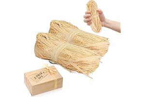 GREEN THUMBZ Corda in rafia naturale, fasci di rafia, nastro di rafia per confezioni regalo, rafia da giardino per fioristi (2 Pack)