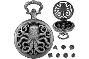 Hshenjhu Mini DND-tärningsset, D & D tärningar set med vakuum bläckfisk fickur fodral, set med 7 polyhedral metalltärningar