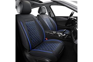 VANKERFUL Car Seat Covers Full Set,Universal Fit For Most Cars,SUV,Sedans and Pick-up Trucks,Automotive Vehicle Faux Leather Cushion Covers for 5 Passenger Cars(Full Set,Black/Blue)