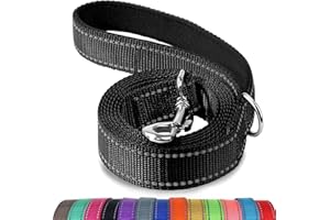 Joytale Correa para Perro Reflectante de Doble Cara, Correa para Perros con Mango Acolchado, Correa de Adiestramiento para Perros Grandes y Medianos, 120×2.5cm, Negro