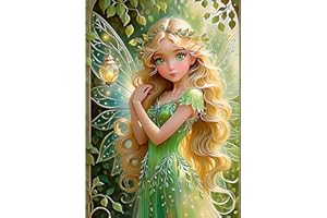 QENSPE DIY 5D Hada Diamond Painting Kit Completo, Niña Diamond Art para Niños Adultos, Mariposa Pintura Cuadro Diamante, Rhinestones Bordado Punto de Cruz para Decoración Hogar 30x40cm