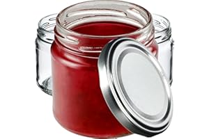KADAX Tarros Pequeños de 200 ml, Botes de Cristal con Tapa Hermética de 66 mm para Miel, Conservas, Especias y Mermeladas (10 Unidades, Plateado)
