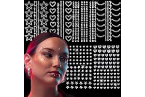 COLOFALLA 1200Pcs+ Brillantes para la Cara Pegatinas Gemas Autoadhesivas Diamantes Brillos para Carnaval