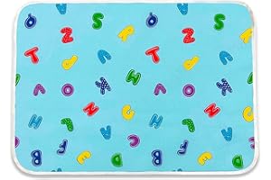 Panini Tessuti, Tovaglietta Letterine Azzurro (52x37 cm) Fantasia per asilo e scuola materna- 100% cotone- Made in Italy Set Asilo Da Ricamare per la pappa e la merenda Letterine Azzurro