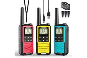 Baofeng BF-33C Walkie Talkie PMR446 - Walkie Talkie para niños de larga distancia de dos vías con batería recargable, carga USB-C, 16 canales, VOX, reloj dual para juegos al aire libre y aventuras