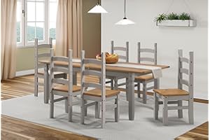 Mercers Furniture Corona Grey Wax Large Extending Dining Table & 6 Chairs