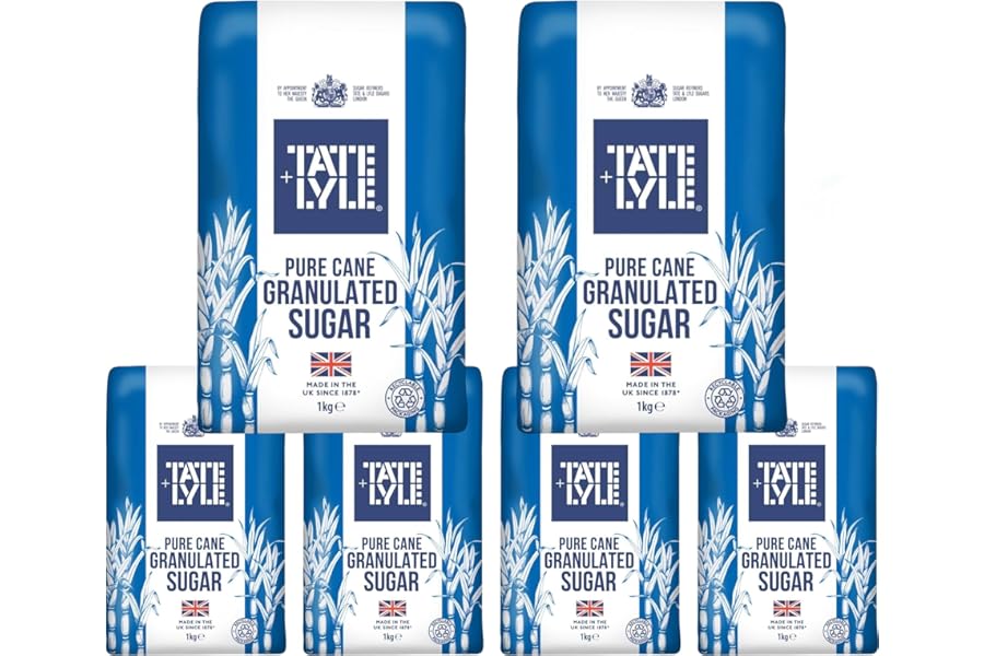 Tate Lyle Pure Cane Granulated Sugar - White - 1kg Bags (PACK OF 6) - Made in UK Since 1878