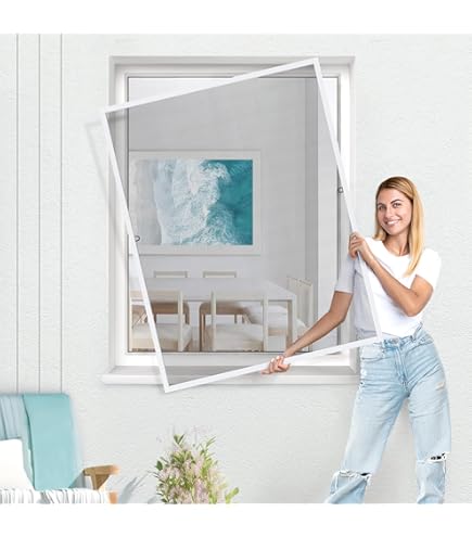 Zanzariera Per Finestre Senza Fori - Telaio In Alluminio - Rete In Fibra Di Vetro - 120x150cm Marrone - Foto 10