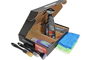 TECNOXX PERFORMANCE DETAILING Tecnoxx - Kit Detailing 360 Set di 3 Prodotti per Pulizia Interna ed Esterna delle Auto con Idratante per Cruscotto Pulisci Schermi Touch Prodotto Multifunzione Set di Pennelli e 2 Panni in Microfibra