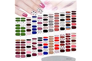 Kalolary 20 Feuilles D'autocollant de Vernis à Ongles Full Wrap Nail Art Autocollant, Imprimé Léopard Auto-adhésif Nail Art Decal Strip Nail Stickers avec Lime à Ongles (B)