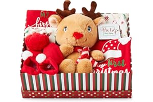 BABY BOX SHOP Baby's First Christmas - 1st Christmas Baby Hamper, My First Christmas Baby Boy and Girl - Babies First Christmas Hamper, New Mum Christmas Gifts Choice - Celebrating My First Christmas