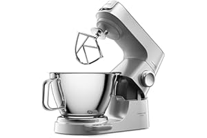 Kenwood Titanium Chef Baker KVC85.004SI Robot Patissier avec Balance Intégrée, Inclus Ensemble Pâtisserie 3 Pièces, Bol de Mélange de 5L et 3.5L, Régulateur de Vitesse Progressif, 1200W, Argenté