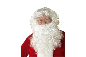 Rubies Peluca con barba Papá Noel para adultos, Peluca con barbá y bigote en color blanco, Talla Única, Oficial Rubies para Navidad, Eventos Navideños, Fiestas, Carnaval