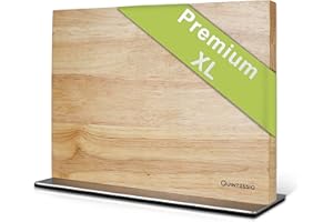 QUINTESSIO - XL Porte couteaux aimanté - bloc à couteaux magnétique des deux côtés - porte-couteaux magnétique - support couteau de cuisine - bloc à couteaux cuisine vides en bois - chêne clair