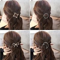 SGM 4 pieces Minimalist Hair Clips Hairpin Hair Clamps,Circle,Triangle, Moon and Infinity Pattern for Women Girls (Gold…