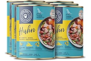 Pets Deli Nassfutter für Hunde mit Huhn, Karotte, Quinoa, Zucchini & Nachtkerzenöl ohne Zucker und Gluten 6 x 400g