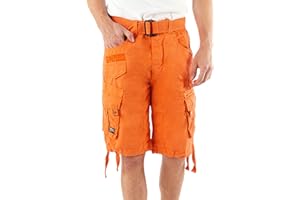 Geographical Norway Panoramique Men - Bermuda Homme Casual Coton - Short Hommes Sport Cargo - Bermudas Respirant Chino - Shorts Court A Ceinture - Coupe Normale Confortable