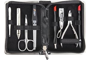 3 Swords Germany - Set para el cuidado de las uñas de viaje con estuche para manicura y pedicura - Calidad de marca by Tres Espadas