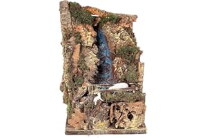 Holyhome Cascada 18x33x20 cm (7,08x12,99x7,87 Inch) con Puente y Ovejas para Belén