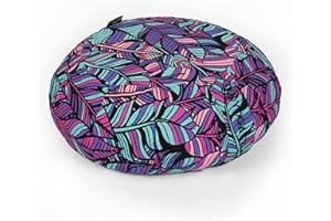 Yoga Studio Zafu Coussin de méditation rond plissé - Motif feuille de lotus