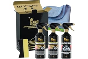 King of Sheen Advanced Ultra Nano Waterless Wash and Wax plus Eco Tyre Shine kit. 2 x 500ml Advanced Ultra Nano, 500ml Eco Tyre Shine plus 2 Microfiber Cloths and Tyre Dressing Sponge