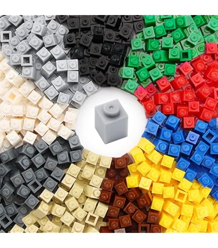 1000-Piece 1x1 Square Building Tiles - 18 Color Bulk Brick Set For Mosaics & Pixel Art - Compatible With Major Brands