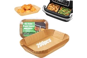 LCXCXY Papier Cuisson Air Fryer, Papier Cuisson 200 Pièces Papier Air Fryer, Dimension 22x14 cm, Convient pour Ninja AF300EU, AF400EU, AF400EUCP et autre Papier Sulfurisé Pour Air Fryer
