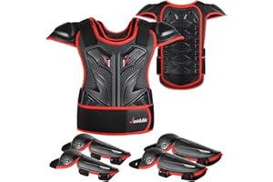 JUSTDOLIFE Équipement De Protection De Moto pour Enfant, 5 PièCes Nouveau Type GenouillèRe Respirante CréAtive Equipement Moto Cross Enfant pour Tout-Terrain Cyclisme Ski Patinage