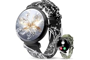 OUKITEL Montre Connectée Femme BT30 avec Appel Bluetooth,1.04" Smartwatch Podometre/Moniteur de Sommeil/Cardiofréquencemètre avec 100 Sportifs Etanche IP68 Montre Intelligente pour Android iOS-Noir