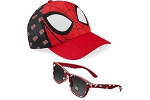 Marvel Spiderman Cappello con Visiera e Occhiali da Sole Bambino Cappello Baseball Regolabile Occhiali da Sole Bambini Protezione UV400