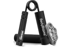 BODYBLOOMS® Hand grip allenamento avambraccio. Gripper avambracci attrezzi con frase motivazionale. Grip palestra con spugne incluse. Hand gripper allenamento mani e molla avambraccio di varie forze