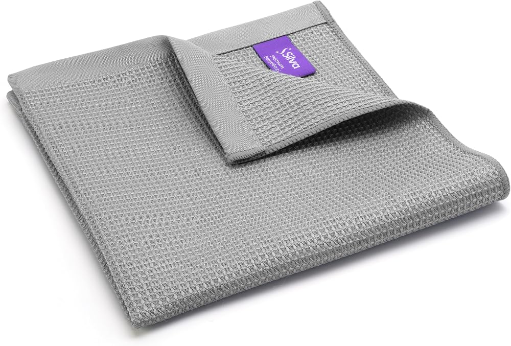 Silva Premium Mikrofiber Banyo Bezi 40 x 40 cm - Tüy ve İz Bırakmaz, Suyu Hızla Emer, Fayans, Ayna, Cam ve Duşakabin İçin, Yumuşak ve Uzun Ömürlü, Gri
