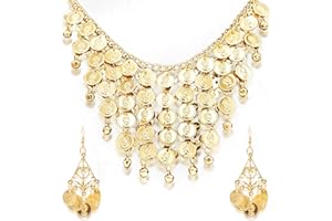 AUDIO FREQUENCY% Ensemble De Bijoux De Danse Orientale, Deguisement Cleopatre, 1 Collier 2 Boucles D'oreilles, Pour Costumes De Festival et Représentations Scéniques