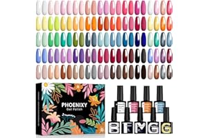 Phoenixy Gel Nail Polish Set - 50pcs UV Nail Polishes 7ml Nail Varnish with Base Top Matte Glitter Golden Coat Gel Polish Set Nail Varnish Sets Gift for Women