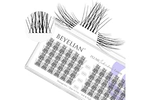 BEYELIAN DIY Eyelash Extension,Cluster Individual False Eyelashes Extension Natural Look Reusable Glue Bonded Super Thin Clear Band 48 Lash Clusters 12mm
