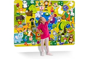 Filtbräda för Barn 3-5 och Uppåt - Montessorileksaker | 104x76 cm Filt Zoo Story Board Set - Pedagogiska Leksaker för Socialt