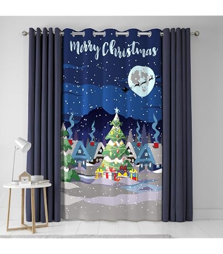 Tenda Singola Con Occhielli Che Si Illumina Al Buio | Pannello 138x214 Cm Tema Natale | Bedlam, Multicolore