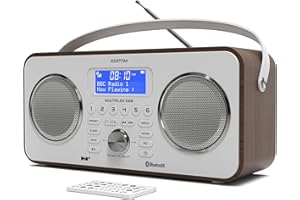 DAB/DAB+ & FM Portable Digital Radio | Bluetooth | Remote Control | Rechargeable Battery | Dual Alarms & Sleep Timer | Perfect for Home, Office or Outdoors | AZATOM Multiplex D20 (Walnut)
