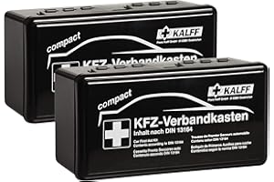 Kalff 41620304 Verbandskasten Auto Compact DIN 13164, besonders klein, mit Erste Hilfe Broschüre-2er Set