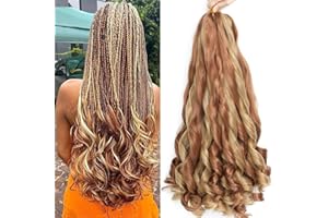 ZIYANGBABA French Curl Braiding Hair 22 Inch 8 Packs Curly Braiding Hair Pre Stretched French Braiding Hair French Curl Crochet Braids Curl Braiding hair extensions for braiding (30P27, 22 Inch (Pack of 8))