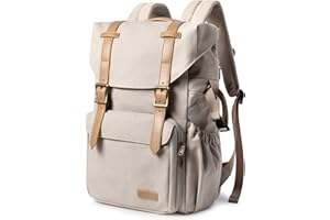 bagsmart Fotorucksack DSLR Kamerarucksack Canvas Diebstahlsicher Wasserabweisend mit Regenschutz 15 Zoll Laptop, Spiegelreflexkamera, Objektive, Zubehör, Stativ (beige)