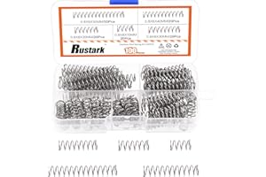 Rustark 100Pcs 5 Sizes 0.8 WD 8mm OD Compression Springs Assortment Kit Mini Stainless Steel Springs Mechanical Springs for Shop and DIY Repairs Project, 10 20 30 40 50mm L