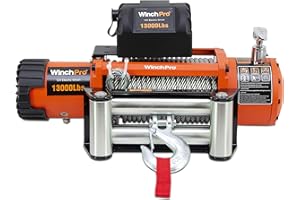WinchPro - Treuil Électrique 12V 5900kg/13000lbs, Câble En Acier De 26m, 2 Télécommandes Incluses (1 Sans Fil, 1 Câble), Pour Tout-terrain, 4x4, Remorques