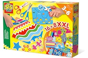 SES Creative 14828 - J'apprends à découper XXL, avec les ciseaux de sécurité et ciseaux en métal, apprendre à découper de façon amusante en toute sécurité