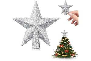 YIZHIXIANGQ Mini Estrella de Navidad, 2 Pcs Topper de Árbol, 6 cm Decoración para Árbol Pequeño, Adornos Navideños